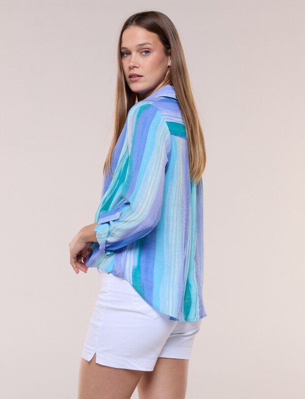 Camisa Botones Nudo CELESTE/MULTI