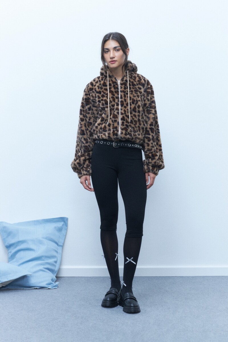 Chaqueta capucha teddy animal print