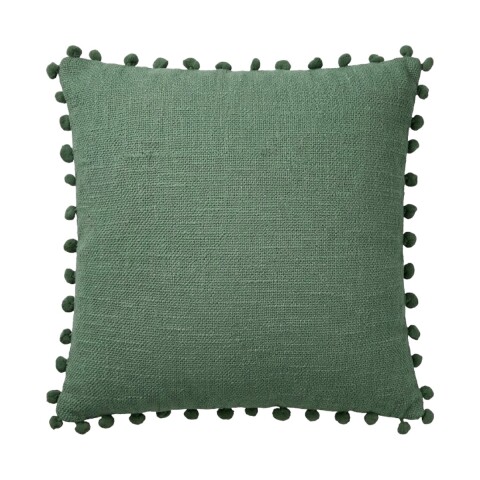 COJIN CUAD VERDE C/POM POM 40X40CM Unica