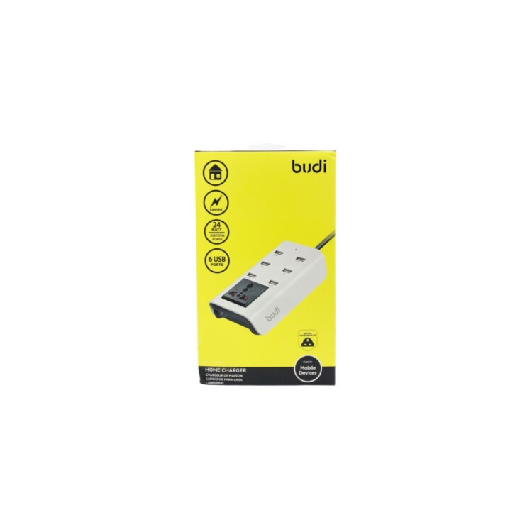 CARGADOR PARED 6 USB 24W 1.8M BLANCO