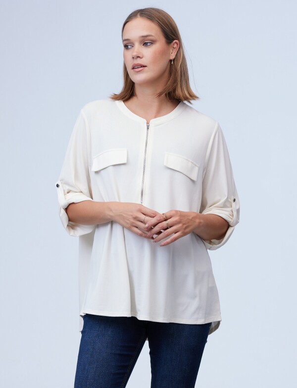 Blusa Oversize Zip CRUDO