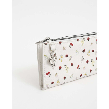 Billetera Fichero Negro Estampado Flores