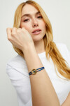 PULSERA DE CUERO DOBLE AZUL CON DETALLE DE OJO EN ALEACIÓN DE METALES BAÑADO EN ORO DE 18K Y CRISTAL Pulsera