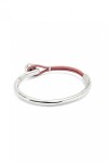 PULSERA SEMIRÍGIDA DE ALEACIÓN DE METALES BAÑADA EN PLATA DE LEY CON CUERO ROSA Pulsera