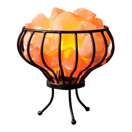Lampara Sal Luz Del Himalaya Soporte De Metal Fanal Cesta! Naranja