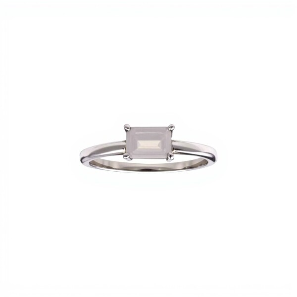 Anillo Cuadrado-Plata rodinada-Piedra Luna-AN2022 conpiedra