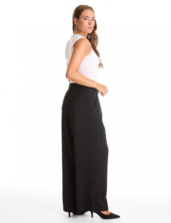 Palazzo Con Doble Botón & Cintura Elástica NEGRO