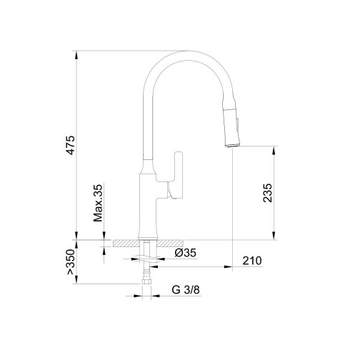 GRIFERIA DE MESADA COCINA MONOCOMANDO CROMO CLEVER 000