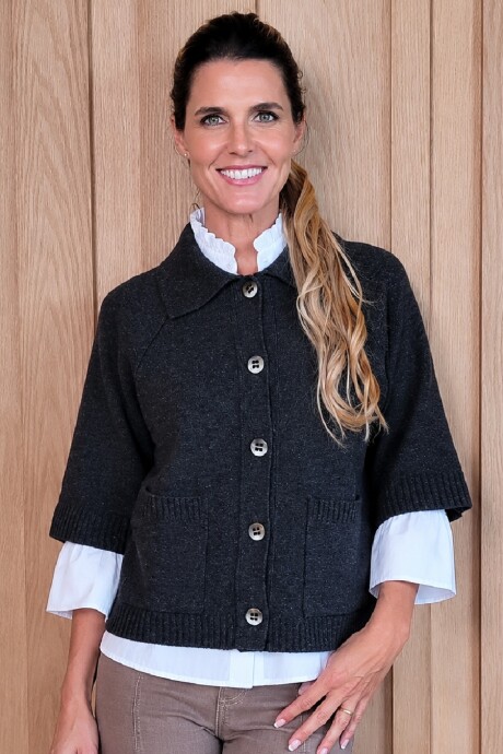 Cardigan Manchester Lambswool Charcoal