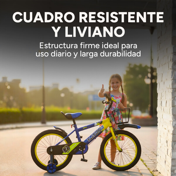 Bicicleta Infantil Yjtong R18 Canasto Parrilla Guardabarros Azul 1