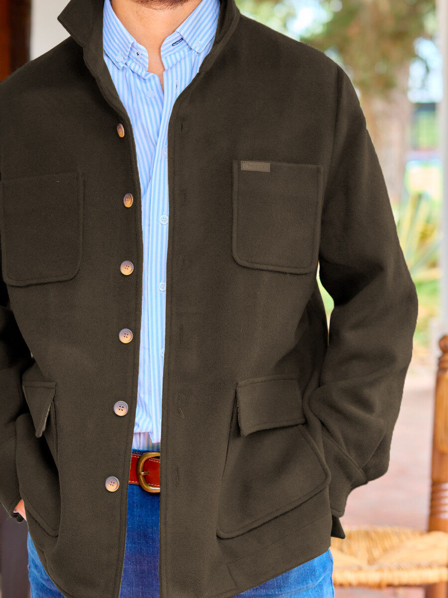 Men's Wool Cloth Coat - Brown 