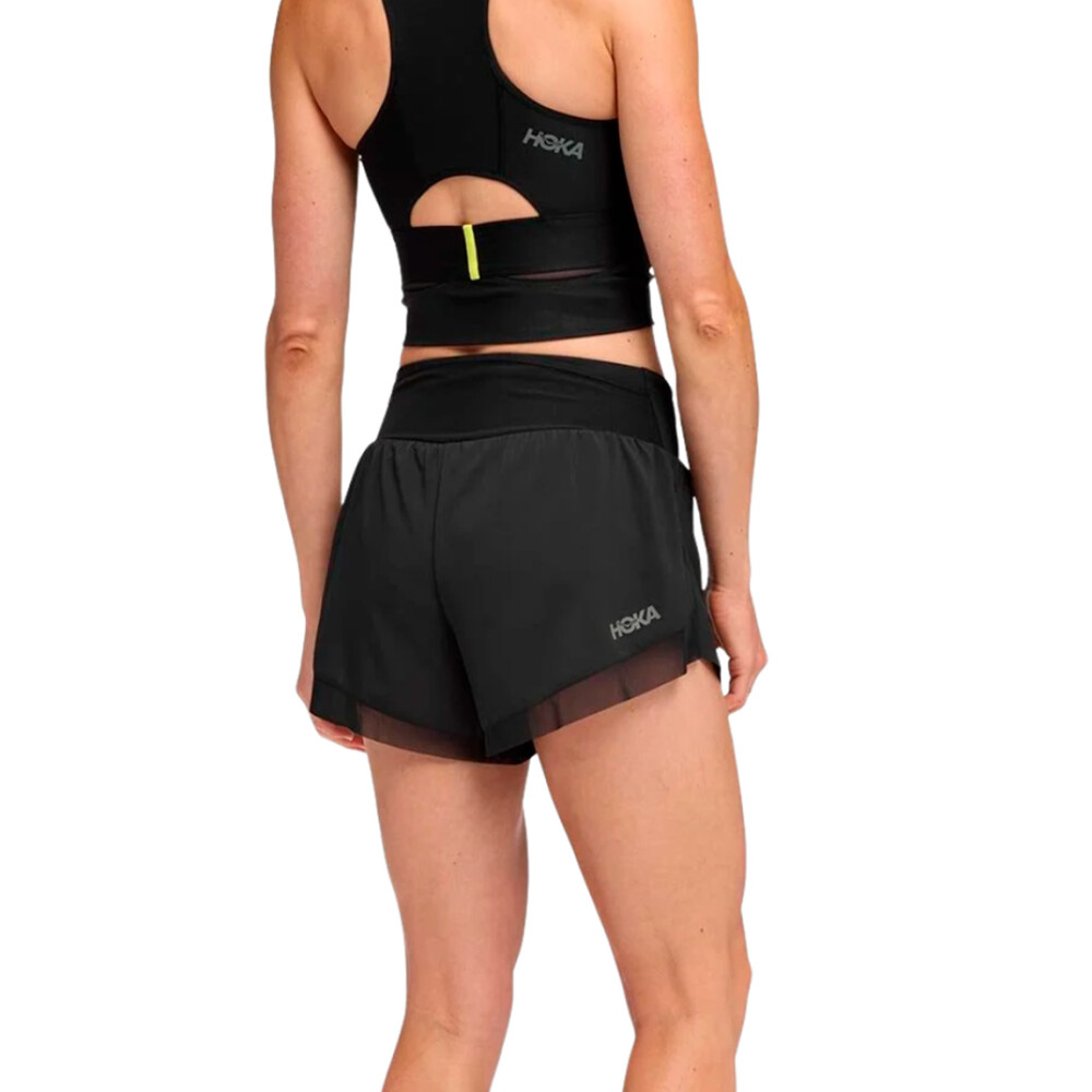 Hoka Short Glide 4'' Short Mujer - Negro Negro-Negro
