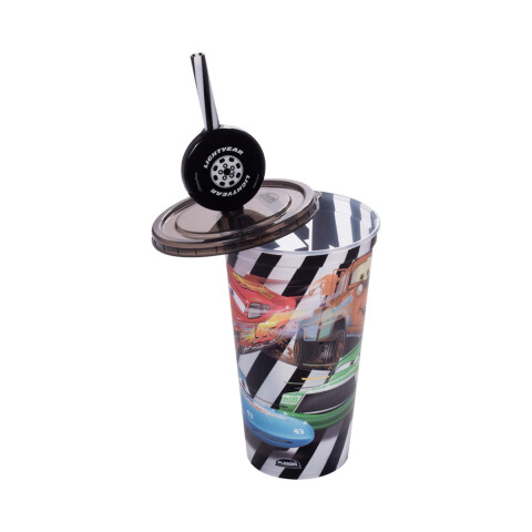 Vaso Plástico Milk Shake con Pin y Pajita Cars 500 ml U