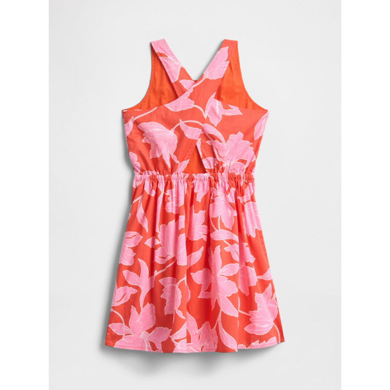 V-W CROSS BACK DRESS PINK FLORAL