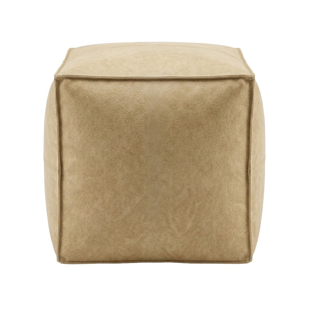 PUFF CUAD SIMIL CUERO BEIGE CL 45X45X40CM 