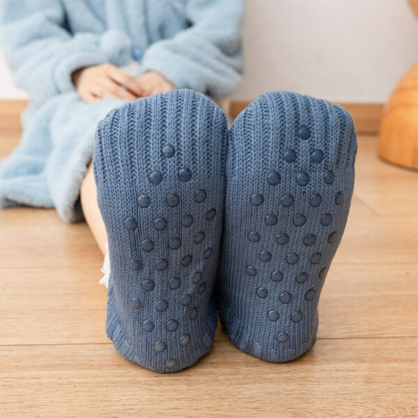 Medias Termicas Polar Invierno Algodón Antideslizantes Variante Color Azul L