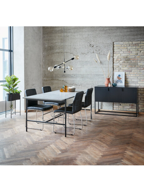 Silla de comedor HAMMEL polipiel negro/crom Silla de comedor HAMMEL polipiel negro/crom