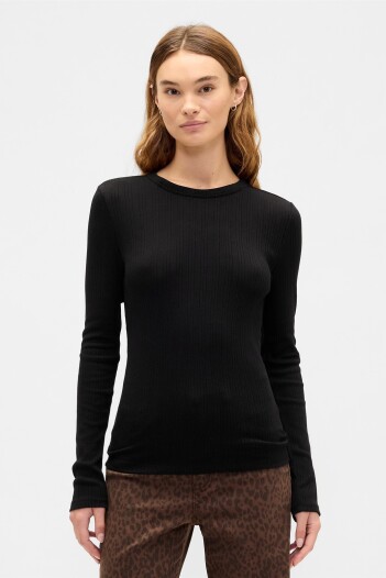 Remera Rib Mujer True Black