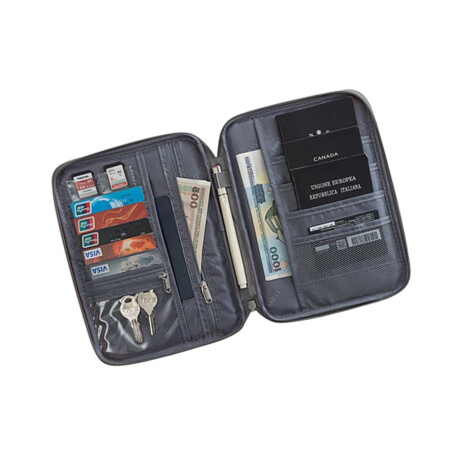 Porta Documentos Organizador Para Pasaporte Grande Gris