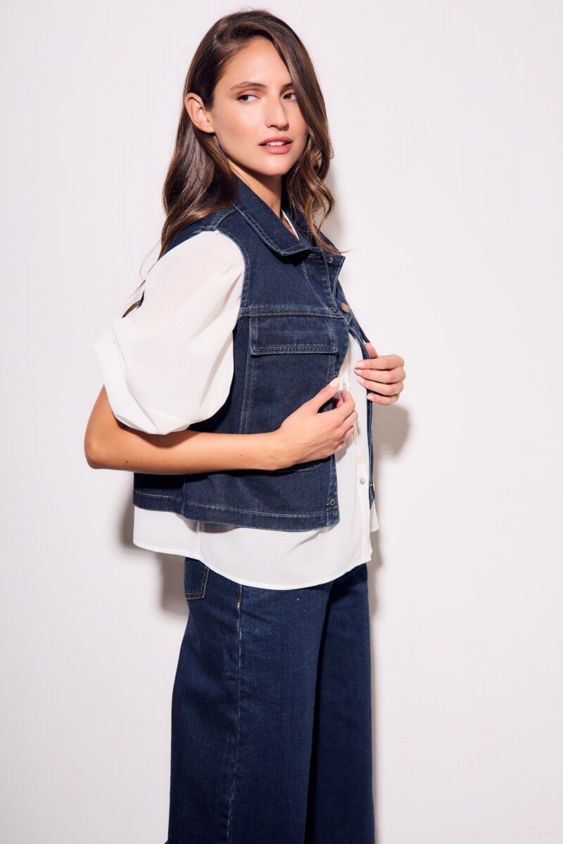 Chaleco Denim Bolsillos Jean