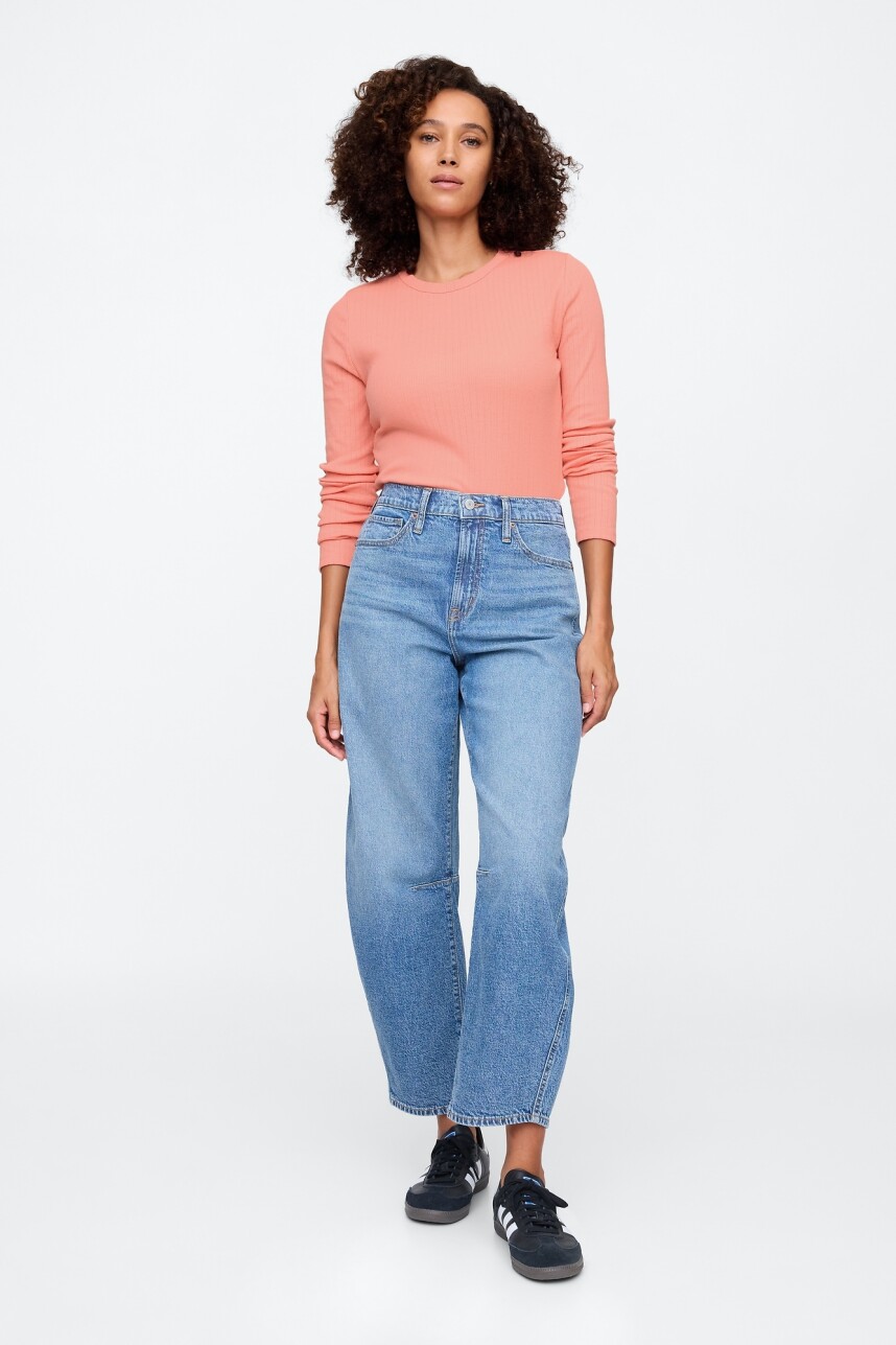 Remera Rib Pointelle Mujer Tea Rose