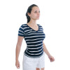 Muvem Ladies V Neck With Stripes T-Shirt Marino-blanco