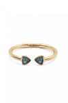 PULSERA RÍGIDA FINA DE ALEACIÓN DE METALES BAÑADA EN ORO 18K CON DOS CRISTALES FACETADOS MULTICOLOR Pulsera