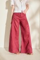 PANTALON WIDE XL LINEN SS27 Bordo
