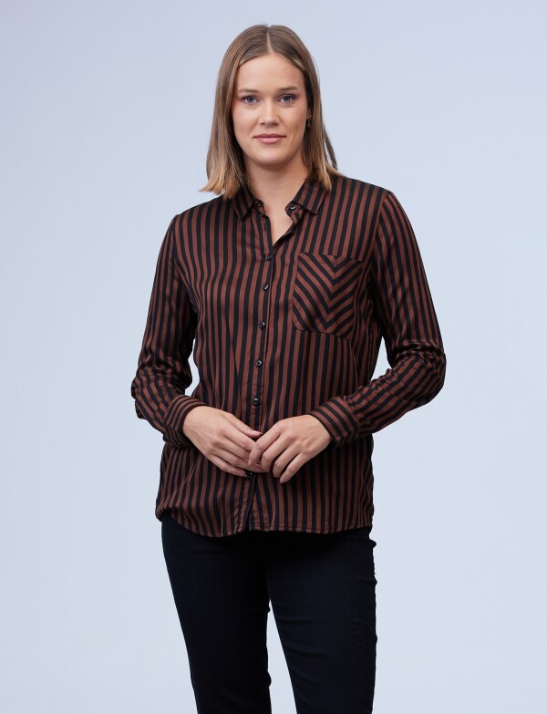 Camisa Lineas NEGRO/MARRON