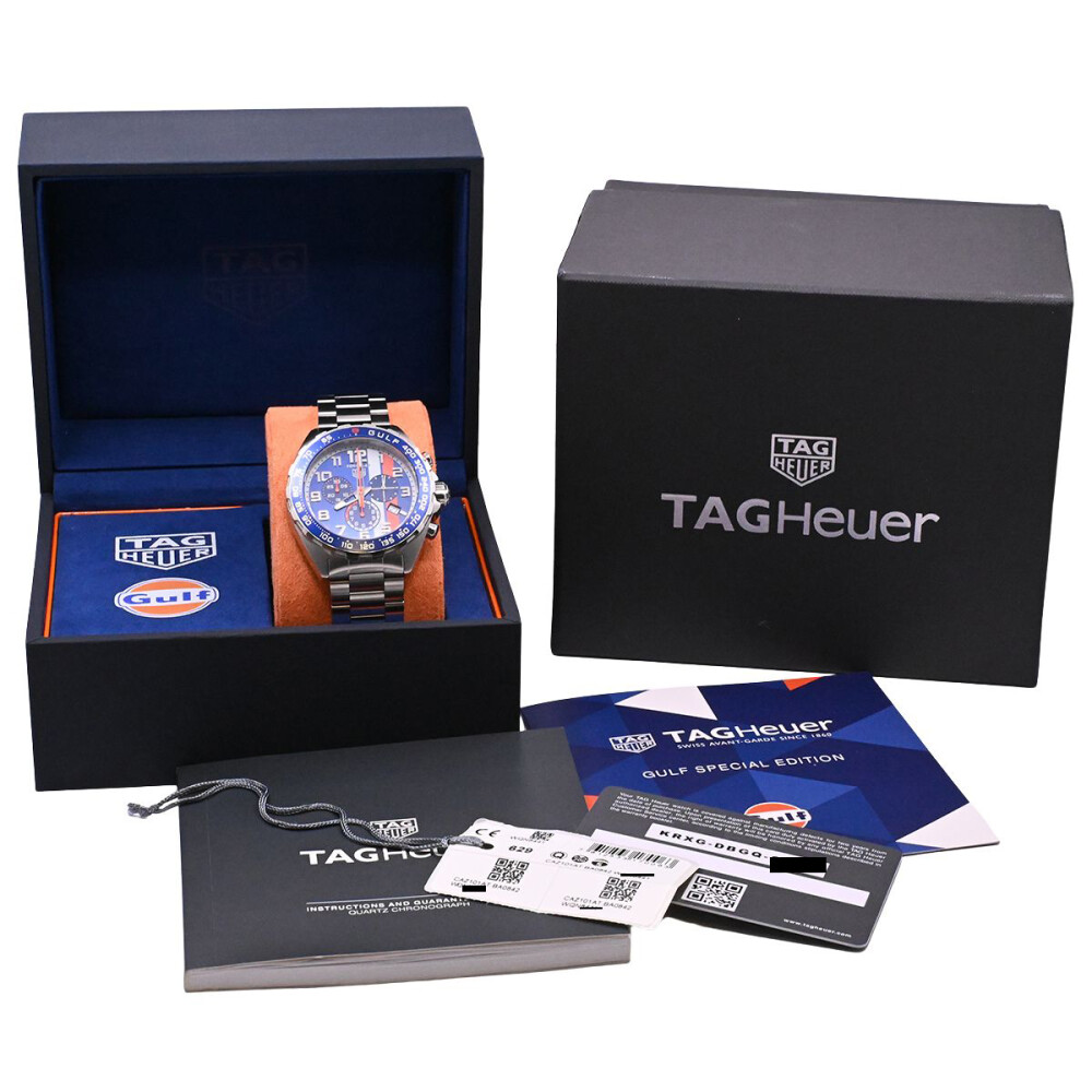 Tag Heuer Fórmula 1 Chronograph X Gulf quartz 43 mm, con estuche y papeles Tag Heuer Fórmula 1 Chronograph X Gulf quartz 43 mm, con estuche y papeles