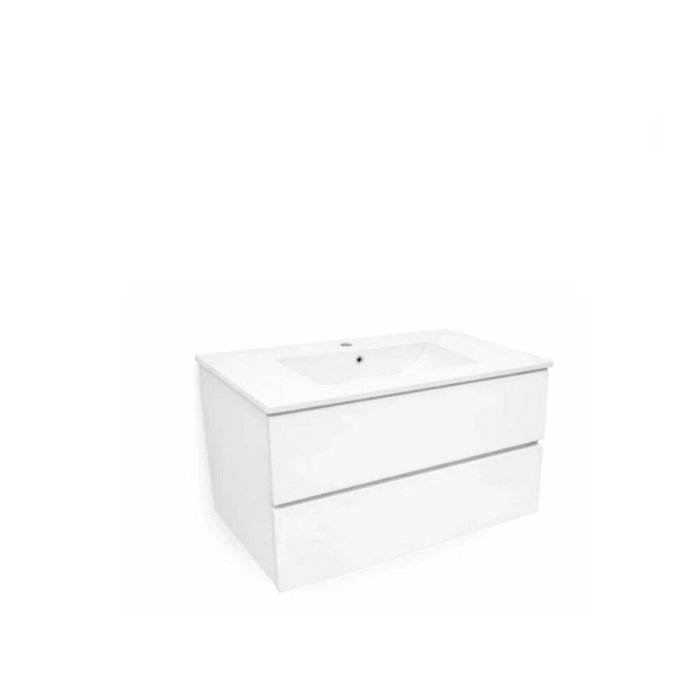 Mueble de baño suspendido White 80 cm con bacha de loza Mueble De Baño Suspendido White 80 Cm Con Bacha De Loza