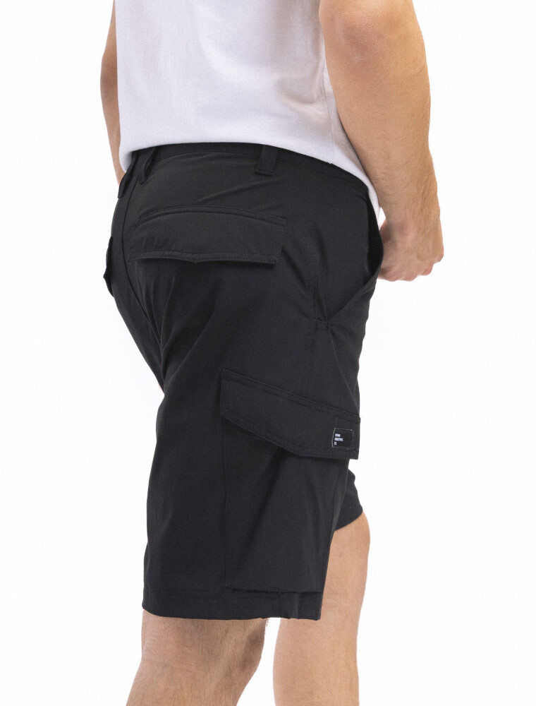 Bermuda Track con Spandex Negro