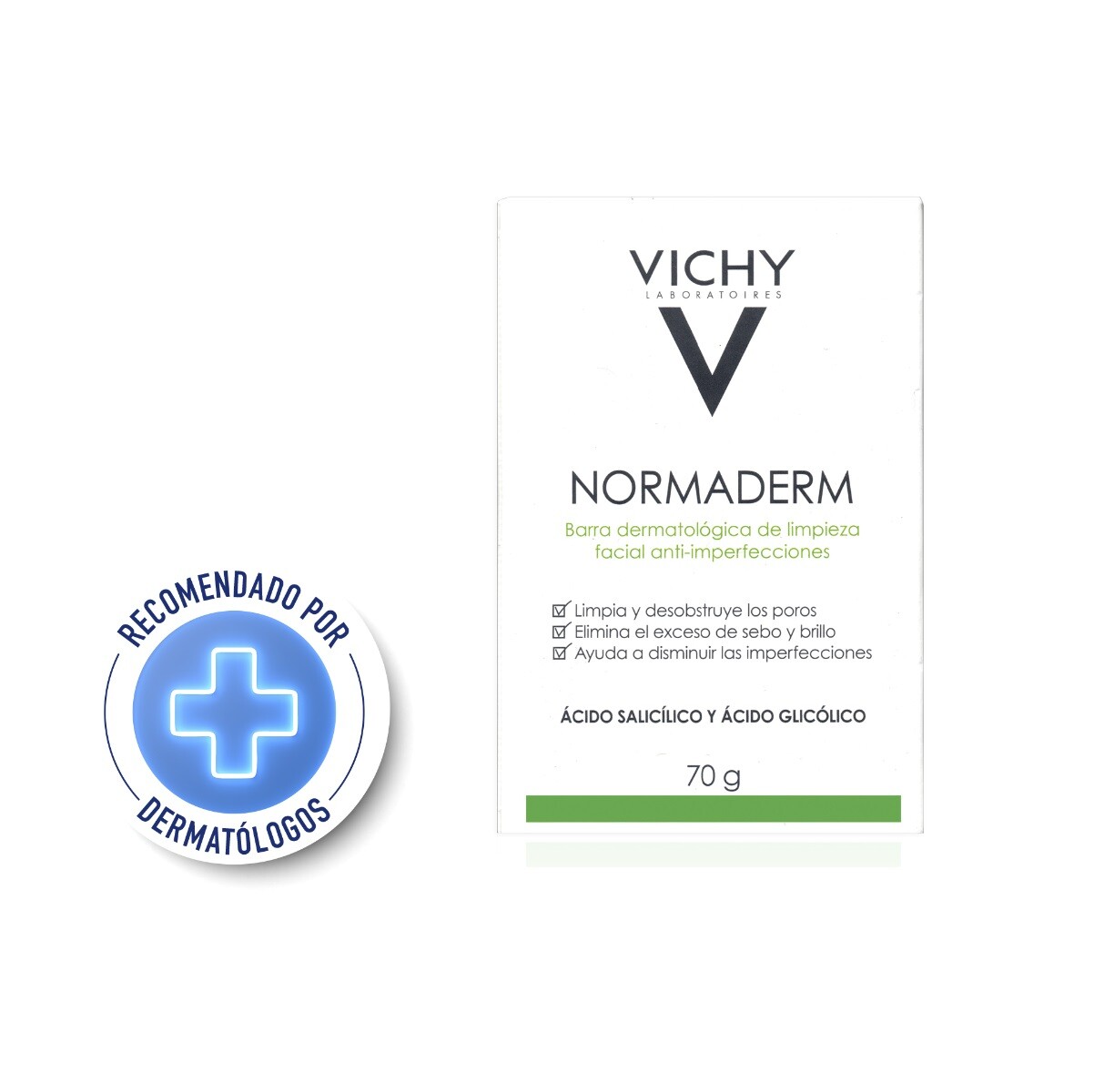 Vichy Normaderm Barra Dermatologica De Limpieza Facial 70grs 