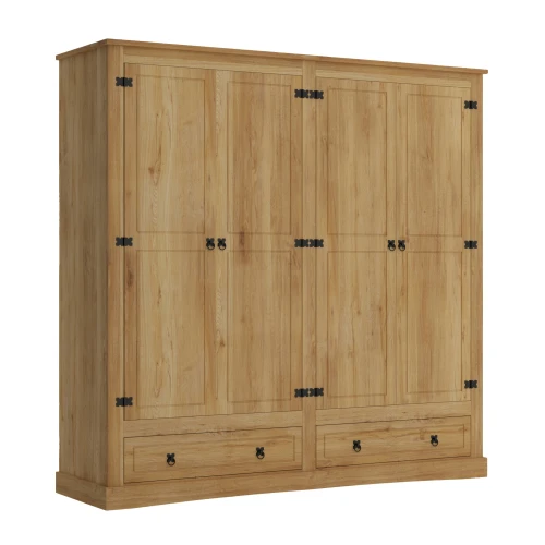 Ropero 4 puertas - Madera maciza - Linea mexicana Natural