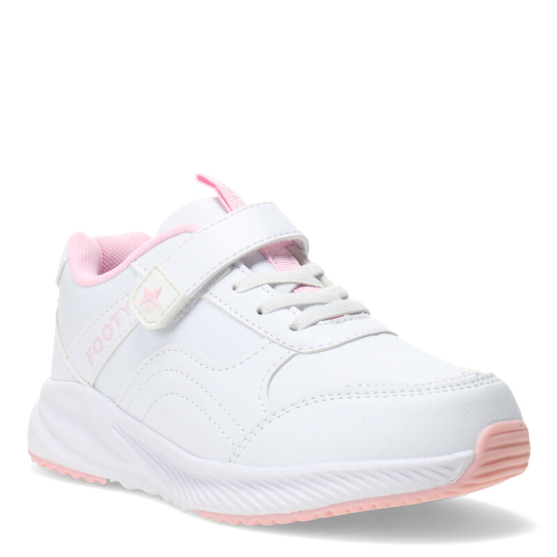 Championes de Niños Footy Stanford con velcro Blanco - Rosa