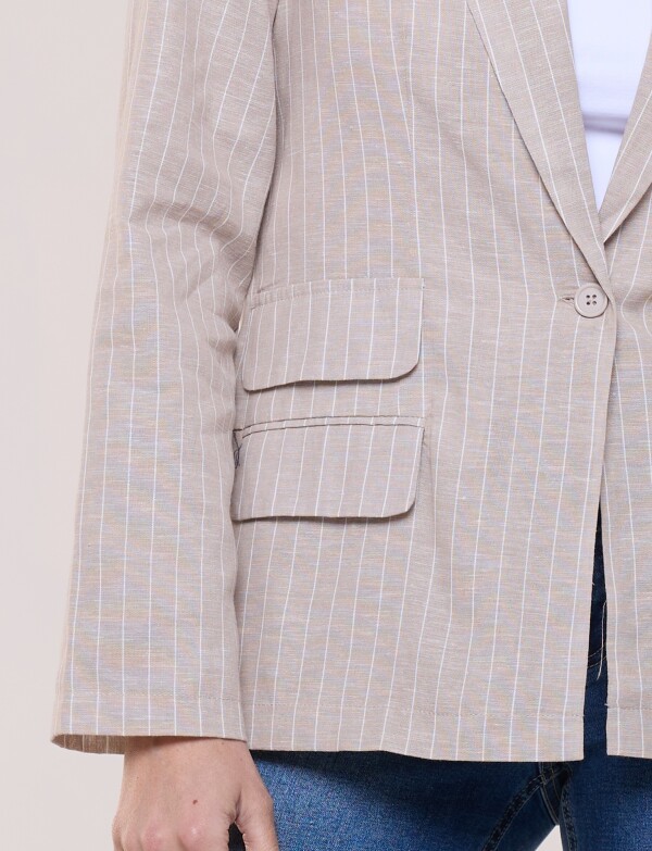 Blazer Sastrero De Lino BEIGE/MULTI