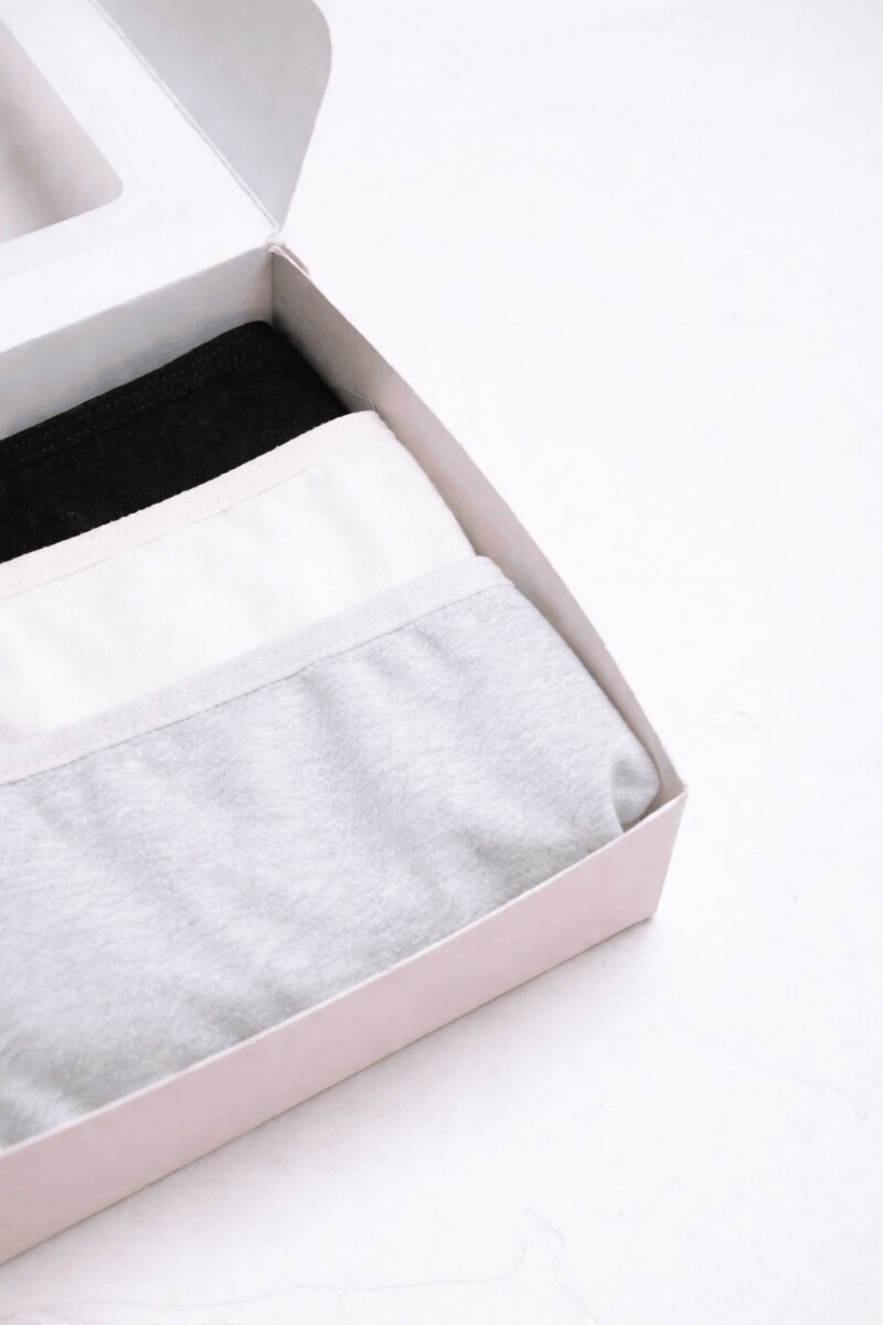 Pack de 3 Vedetina Antonia [B24] Algodón Crema, Gris Melange y Negro