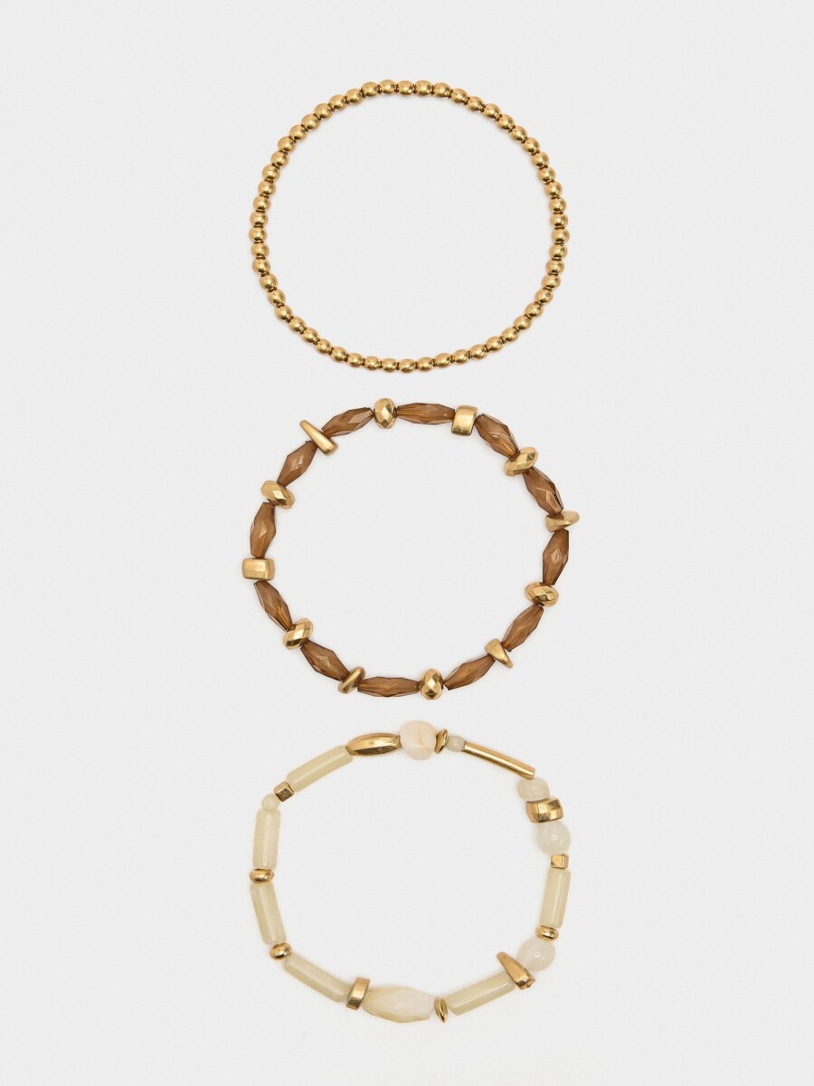 Set De Pulseras Elásticas Efecto Piedra beige