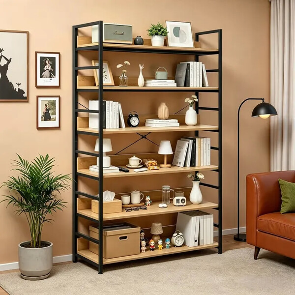 Estantería Multiuso Movi Mdf Y Metal 6 Estantes Esh0046 ESTANTERIA MOVI MADERA HIERRO ESH0046