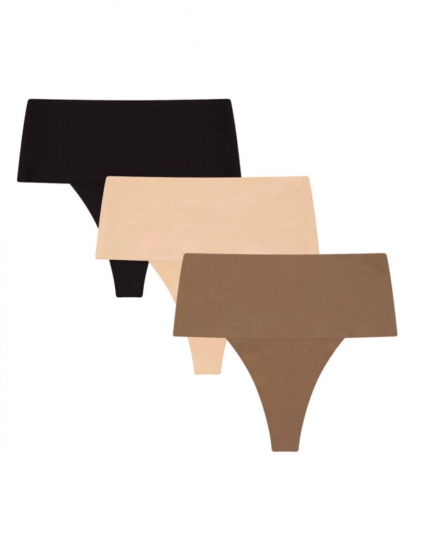 Pack De 3 Thongs Moldeadoras De Cintura Alta TOSTADO