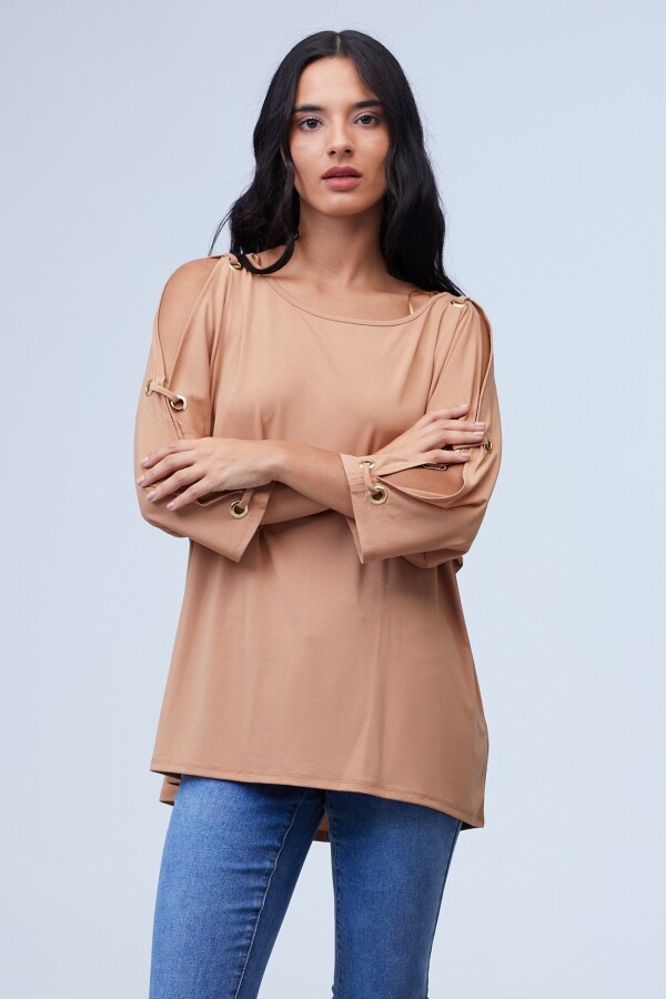 Blusa Oversize Manga Aros TOSTADO