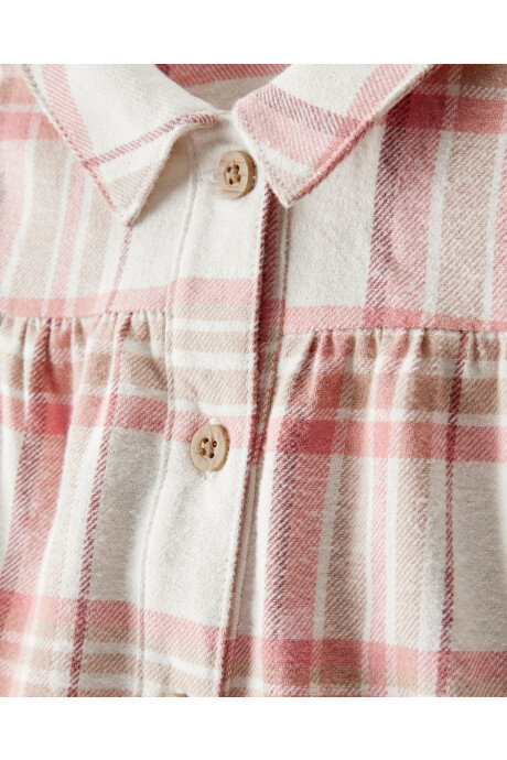 Vestido de franela y vincha, diseño a cuadros Sin color