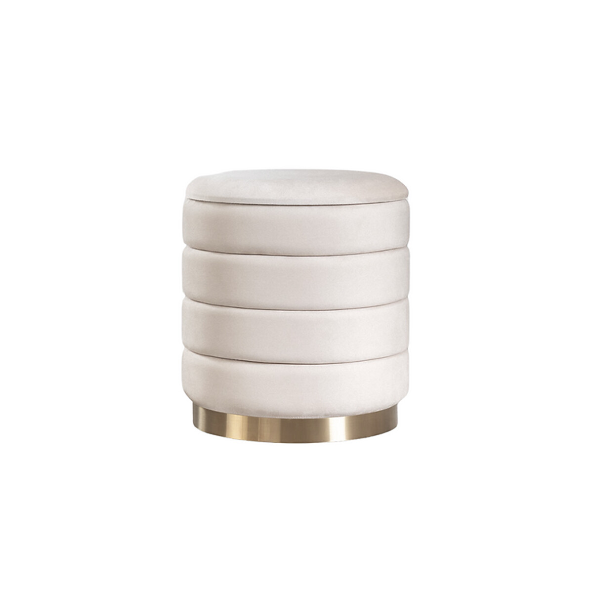 Banco baúl de tela Terciopelo - 40x40cm - Blanco 