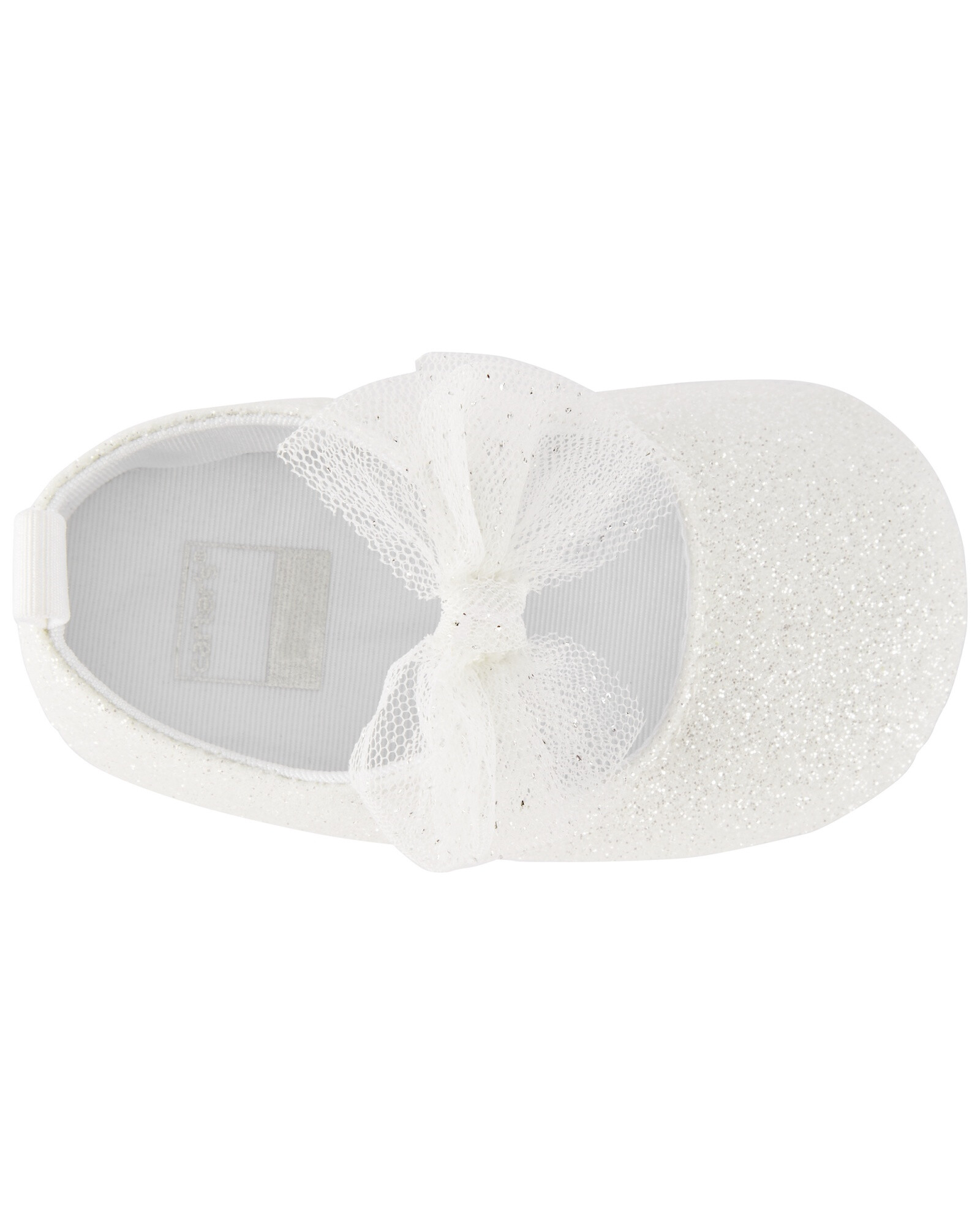 zapatos sin suela con velcro, moña de tul y glitter 0