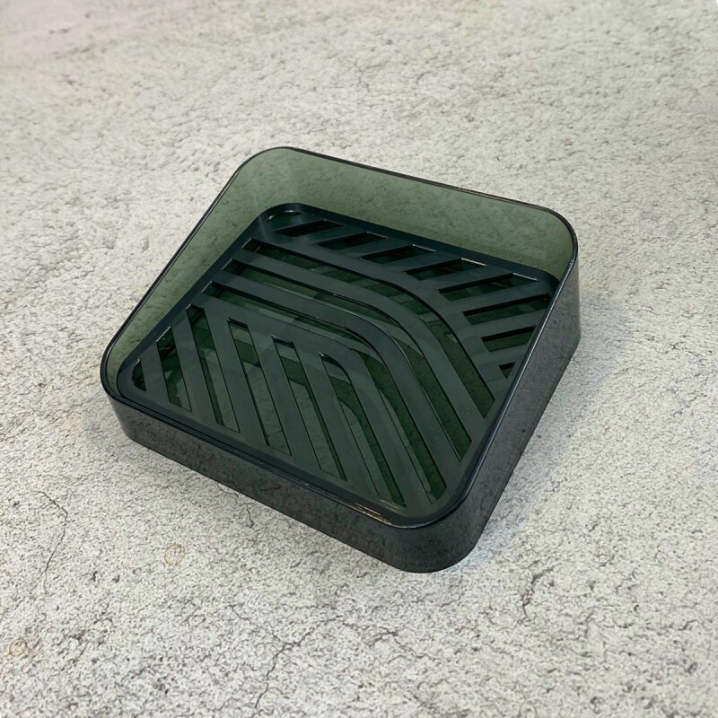 Set Dispensador de jabón 350 ml + Porta jabón NEGRO TRASLÚCIDO