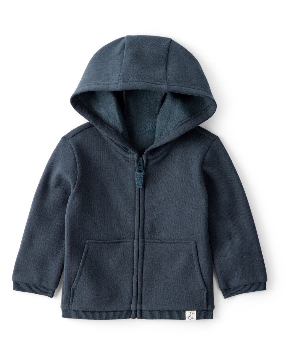 Campera de algodón con felpa, azul marino 