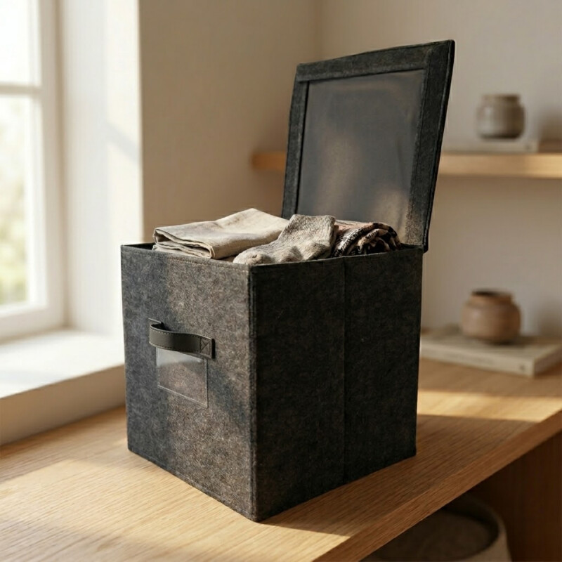 Organizador con tapa fieltro gris 30x30x30cm GRIS