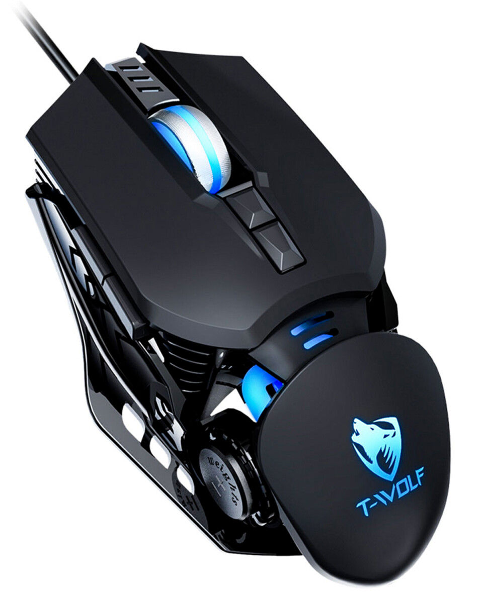 Mouse gamer cableado T-Wolf G530 6400DPI peso ajustable 