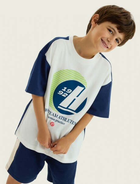 CAMISETA OVERSIZE ESTAMPADA AZUL