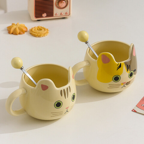 Taza gatito c/cuchara Blanco